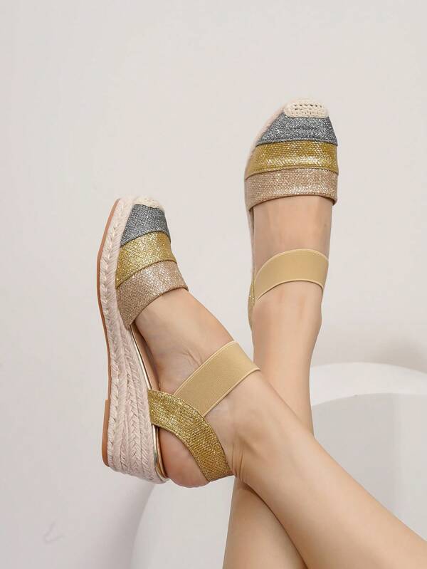 Sandalias de cuña de cuerda informales, transpirables y de estilo vacacional de varios colores para mujer