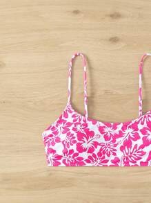 SHEIN Swim Women Summer Beach Floral Printed Bikini Top For Resort Vacation, Random Print