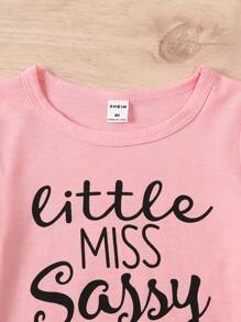 SHEIN Young Girl Warm Vacation, Colorful Dopamine Floral Printed 2-Piece Set - Pink - View 4