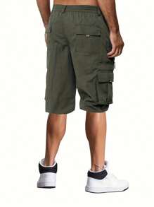 Pantaloncini Cargo Casual Uomo In Tinta Unita Con Tasche