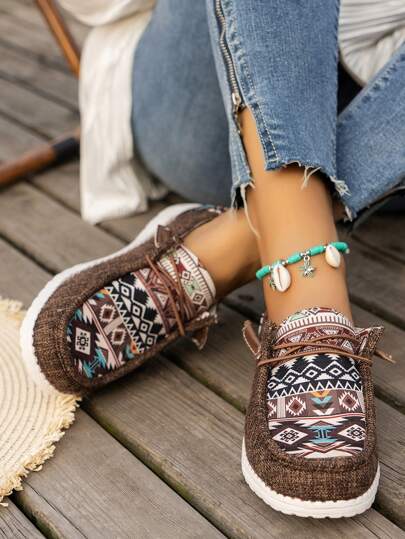 Zapatillas deportivas casuales y cómodas para mujer con bloqueo de color y estampado floral