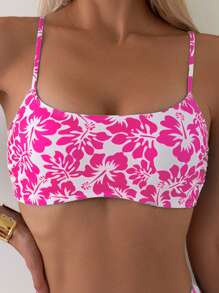 SHEIN Swim Women Summer Beach Floral Printed Bikini Top For Resort Vacation, Random Print