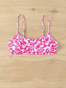 SHEIN Swim Women Summer Beach Floral Printed Bikini Top For Resort Vacation, Random Print