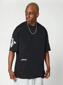 SUMWON 哥特式布鲁克林图案印花 T 恤 - 黑色 - 查看 2