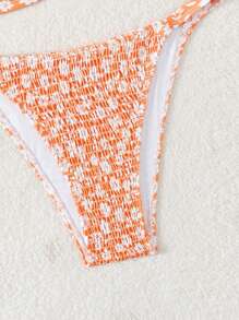 SHEIN Swim Mod Ladies' Shirred Floral Bikini Set Bathing Suit, Summer Beach - Orange - View 5