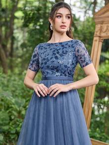 Faeriesty Faeriesty Luxe Floor Length Mesh Overlay Formal Dress