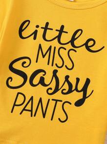 SHEIN Young Girl Warm Holiday, Colorful Dopamine Sunflower Floral Print Two Pieces Set - Yellow - View 5