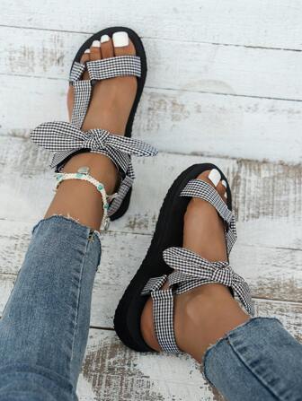 Sandalias deportivas para mujer de talla grande con moño multicolor, con colores, bloques y formas aleatorias, perfecto para San Valentín