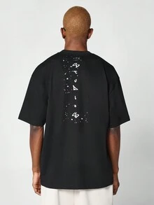 SUMWON Camiseta com Estampa Gráfica de Colarinho para Uso Diário - Preto - Visão 2