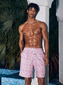 Surfspeed Men Fashionable Flower Printed Loose Beach Shorts - Multicolor - View 7