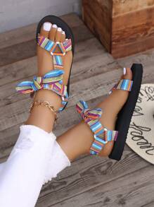 Damen Sport Sandalen in Große Größen, mehrfarbige Schleife, modische Sport Sandalen (Farben und Formen werden zufällig vergeben), Valentinstag