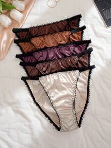 Women Nylon Satin Triangle Panties (Pack Of 5) - Multicolor - View 3