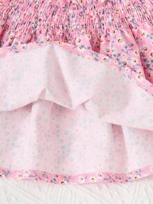 Conjunto de verano para niña joven que incluye top sin mangas de cuello halter y tanque de costilla sólido con falda con estampado floral pequeño y cintura elástica para vacaciones de ocio