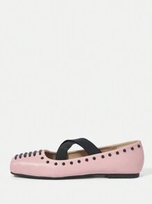 CUCCOO DOLLMOD Mary Jane Cross Elastic Strap Square Toe Flat Shoes Inspired By Parisian Dancer, For Women For Summer Vacation Shoes Summer