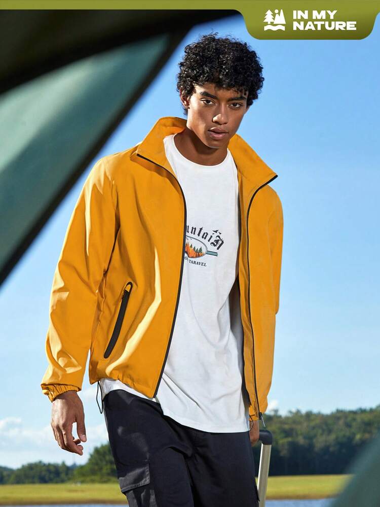 Men Zip Up Hooded Jacket