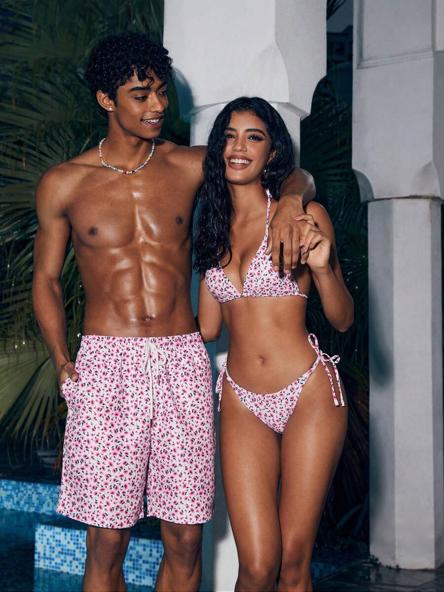 Surfspeed Men Fashionable Flower Printed Loose Beach Shorts - Multicolor - View 1