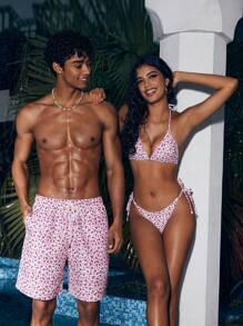 Surfspeed Men Fashionable Flower Printed Loose Beach Shorts - Multicolor - View 10