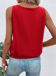 EMERY ROSE Women Summer Sleeveless Tank Top With Keyhole Neckline And Loose Fit In Solid Color