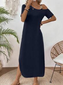 EMERY ROSE Women's Fashionable Design Summer Dress, Versatile Maxi Women Outfit - Navy Blue - View 6
