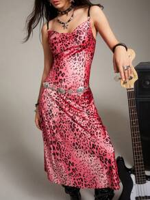 SHEINNeu 女士豹紋細肩帶連身裙