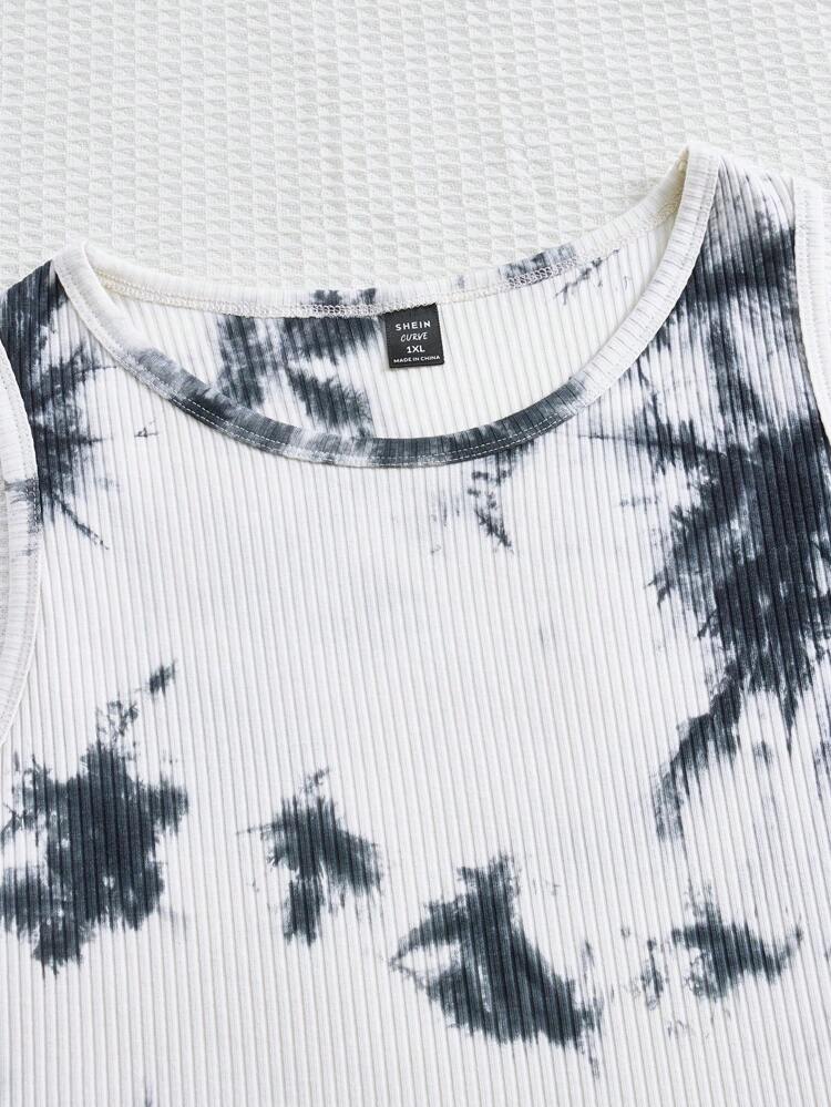 Plus Size Women's Summer New Style Fashion Commuting Casual Parent-Child Same Style Mother Day Tie Dye And U Gray Versatile Bodycon Women Tops Tank Top