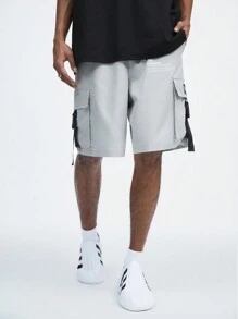 Manfinity RebelGame Shorts da lavoro casual con logo stampato e cintura con coulisse per la primavera/estate per uomo