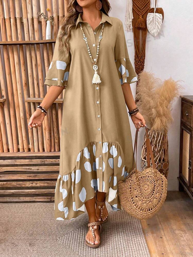 Shein button dress sales