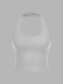 SHEIN EZwear 4pcs/Set Casual Minimalist Short Crew Neck Tight Fit Tank Tops For Women, Suitable Summer Gym 3 Pack Halter Workout Top - Multicolor - View 10