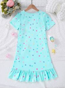 Young Girl Mermaid Printed Nightgown Home Clothes