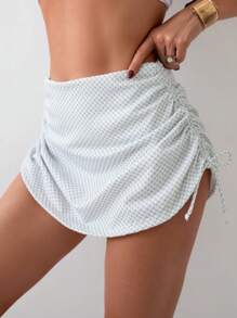 SHEIN Swim Váy Bikini Buộc Dây Bên Hông Cho Nữ Mùa Hè - trắng - Xem 1