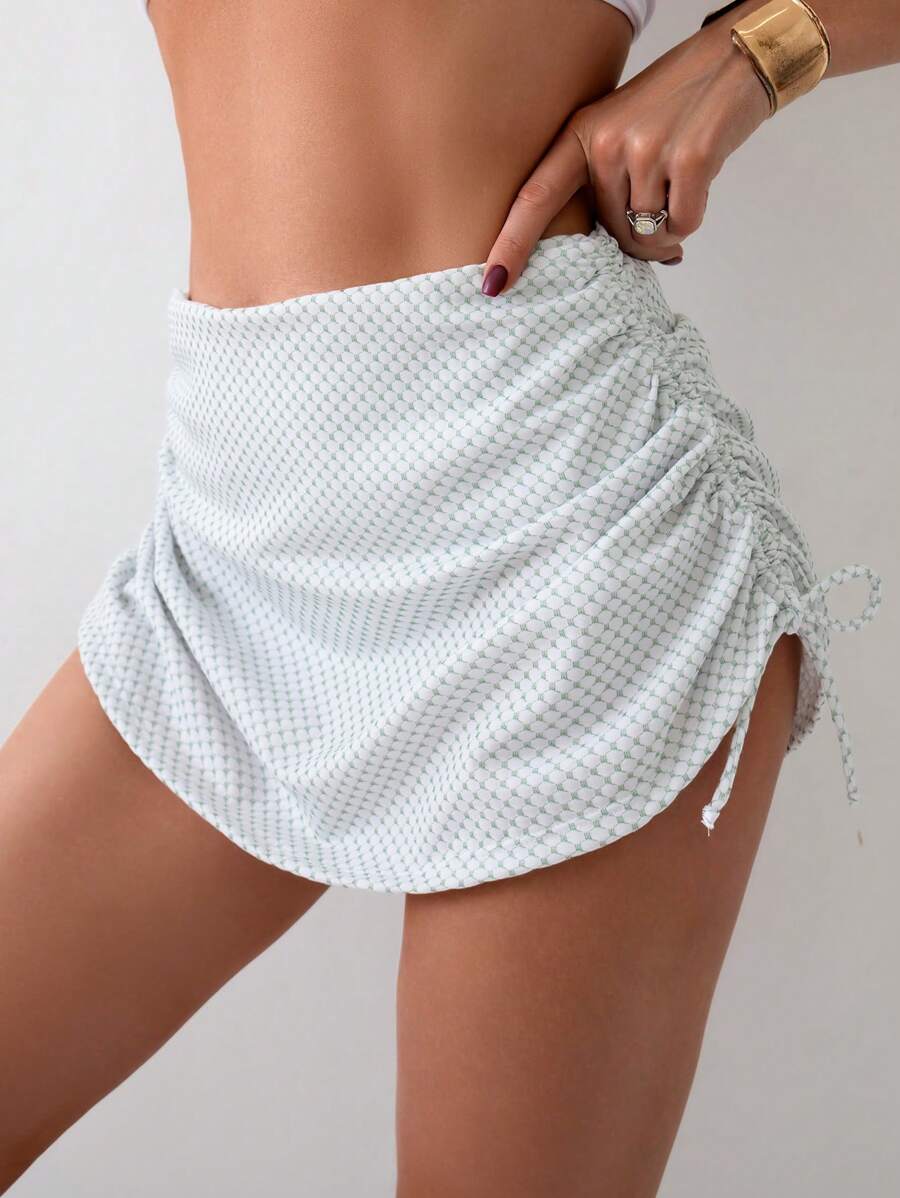 SHEIN Swim Váy Bikini Buộc Dây Bên Hông Cho Nữ Mùa Hè - trắng - Xem 1