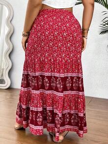 Truni Falda larga estampada de talla grande para vacaciones y ocio para Año Nuevo para mujeres, para figura de Body en forma de pera, para verano - Ver 2