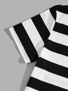 Manfinity BRENVOR 男士针织休闲条纹短袖拼色T恤，适合外出，适合老公