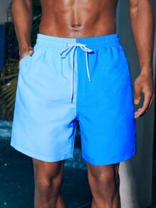 Manfinity VDAYZ 1pc Men Fashionable Loose Fit Color-Block Beach Shorts (Random Printed Cut) Couples Matching Swimwear, For Beach, Vacation,Hawaiian - Multicolor - View 8