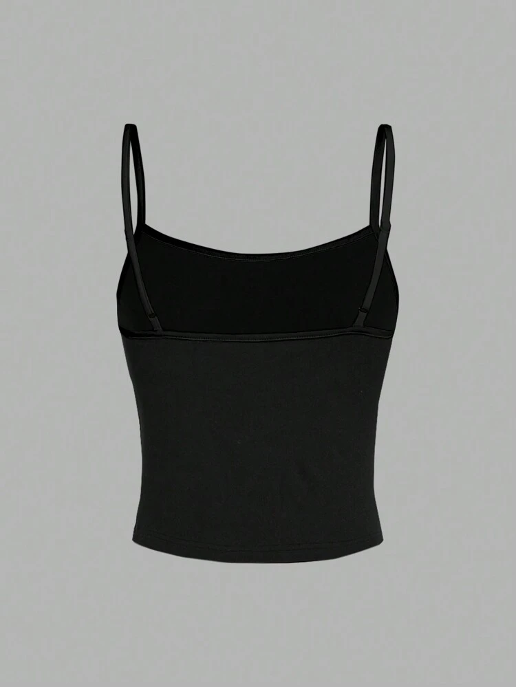 Ladies' Casual Rhinestone Embellished Black Tight Tank Top, Summer