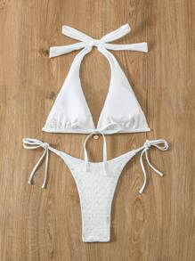 Swim SXY Bộ Bikini Màu Trơn Thời Trang Cho Nữ Mùa Hè - trắng - Xem 4