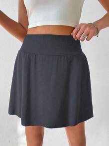 Flirla Women Simple Workout Leisure Shorts With Side Pockets For Summer
