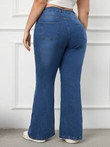 SHEIN Cottnline SKINNY FLARE HIGH WAIST PLUS JEAN - Medium Wash - View 2