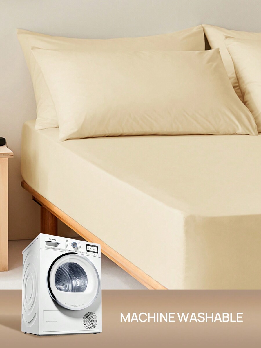 LongNap™ 1pc Supersoft Plain Fitted Sheet, Lightweight CloudLike Feel Bedding,14inch/35cm Deep