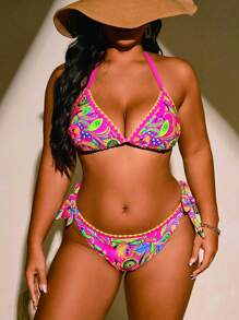 Slaydiva Badebekleidungsset mit zufälligem Muster für Große Größen im Urlaub am Strand - Verschiedenfarbig - Übersicht 6