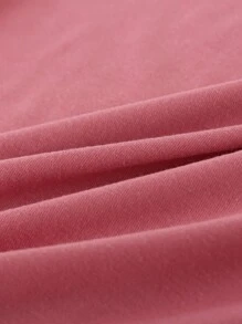 SHEIN 夏季少女休閒花卉與字母圖形短袖T恤 - 藕粉色 - 查看 3