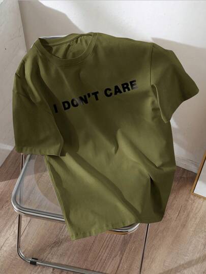 SHEIN LUNE 字母印花常规圆领短袖修身休闲女式T恤，夏季适合外出穿着，休闲百搭