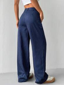 Flirla Loose Wide Leg Striped Casual Suit Pants