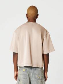 SUMWON Crop Fit Premium Heavyweight Essential Tee - Khaki - View 2