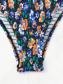 SHEIN Swim Women Vacation Floral Printed Halter Neck Simple Fashionable Bikini Set, Printed Pattern Random Summer - Multicolor - View 4