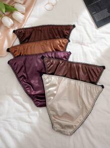 Women Nylon Satin Triangle Panties (Pack Of 5) - Multicolor - View 2