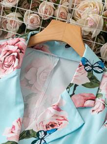 Celure Plus Size Floral Print Square Collar Double-Breasted Spring Casual Dress