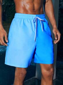 Manfinity VDAYZ 1pc Men Fashionable Loose Fit Color-Block Beach Shorts (Random Printed Cut) Couples Matching Swimwear, For Beach, Vacation,Hawaiian - Multicolor - View 5