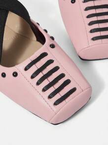 CUCCOO DOLLMOD Mary Jane Cross Elastic Strap Square Toe Flat Shoes Inspired By Parisian Dancer, For Women For Summer Vacation Shoes Summer