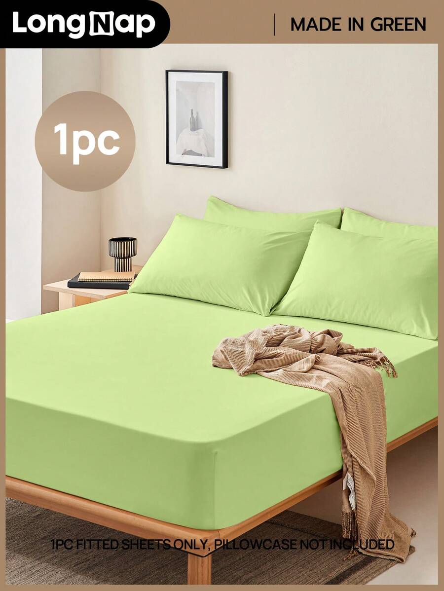 LongNap™ 1pc Supersoft Plain Fitted Sheet, Lightweight CloudLike Feel Bedding,14inch/35cm Deep